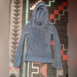 American Eagle Crochet Hooded Sweater XS